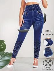 CUHAKCI Leggings da donna attillati sexy a vita alta elastici alla moda Pantaloni a matita traforati a righe retrò