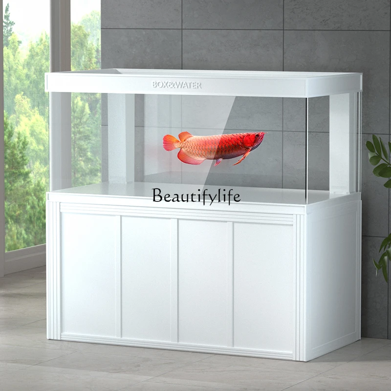 Small and Medium-Sized Fish Tank Aquarium Large Lazy Ecological Change Water Glass Fish Globe with Cabinet