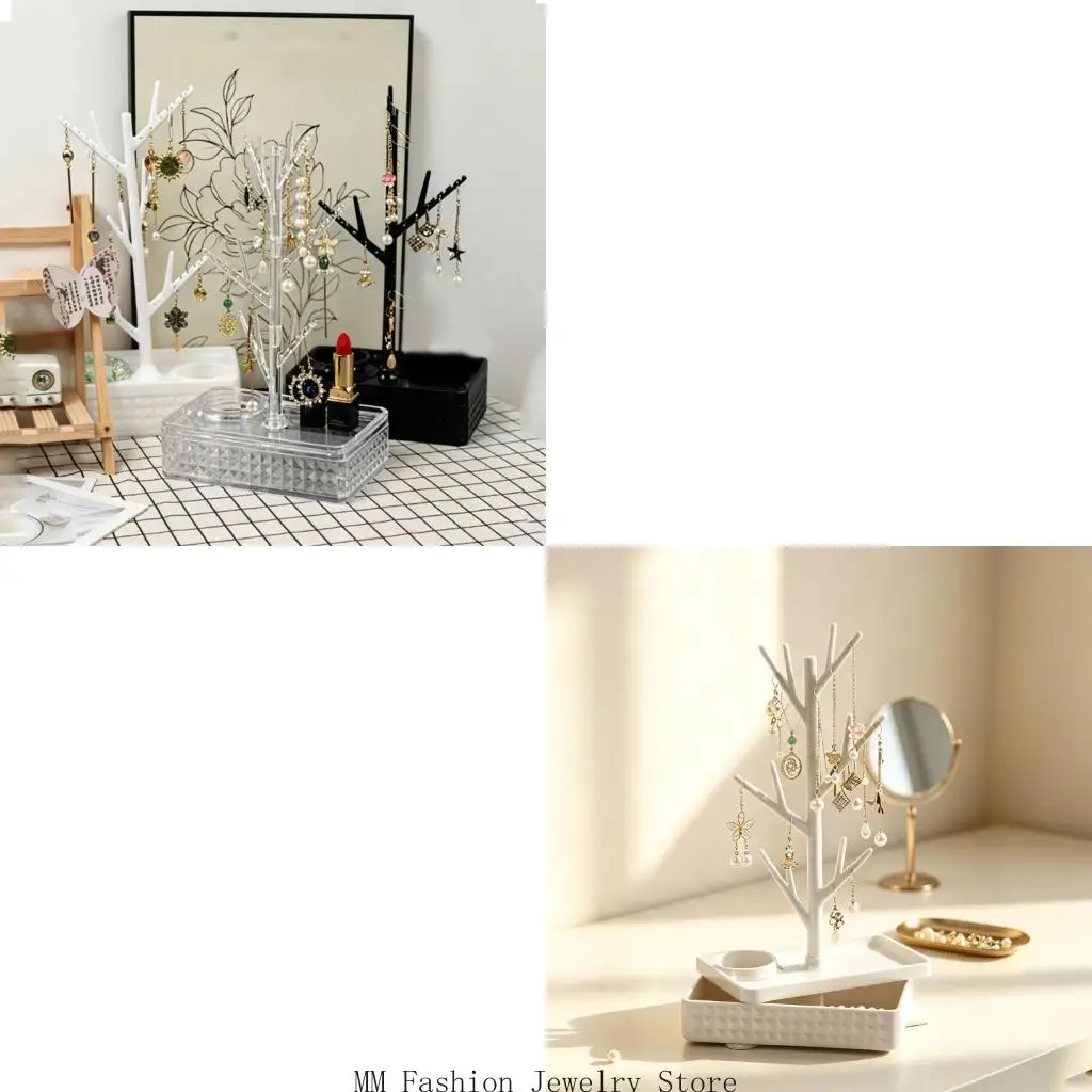 Tree Jewelry Stand with Rotating Access for Earrings and Necklaces D0UB