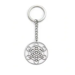 Sacred Geometry Archangel Metatron Pendant Keychains Stainless Steel Key Chain Keyring For Men Women