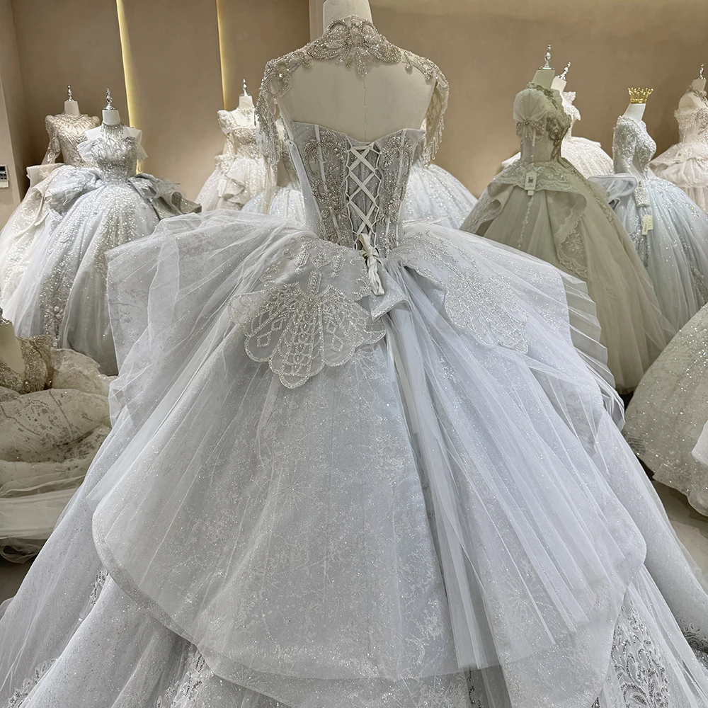 Vestido de novia personalizado con cuentas y cristales exquisitos, vestido de novia sin tirantes, cola de corte, плаajtе сudenдебное Bride Br