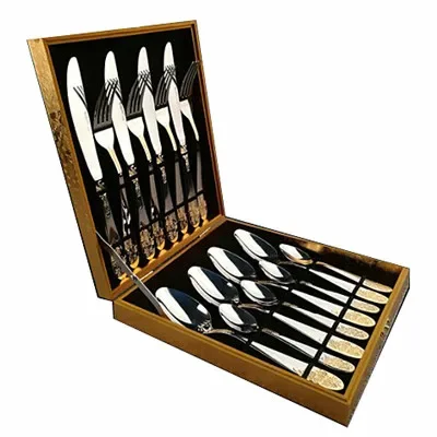 Export Germany Western tableware 16 piece set stainless steel cutlery spoon Western steak cutlery set full gift