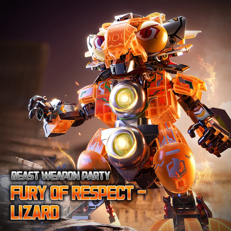 Assemble Robot Animal Mecha Converting in Lizard and Warrior Dual Forms Building Block Toys Festival Gift for Boys and Girls.