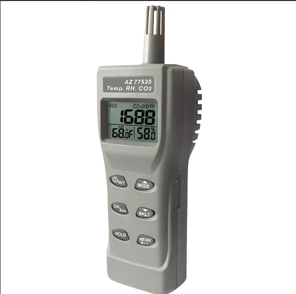 AZ77535 3 In 1 CO2 RH Temp Detector 1ppm High Resolution Handheld CO2 Gas Analyzer