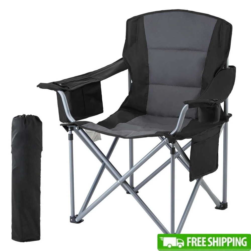 

Heavy Duty Portable Camping Chair with Cup Holder Foldable Lightweight Outdoor Seating Comfortable Design Fishing BBQ and