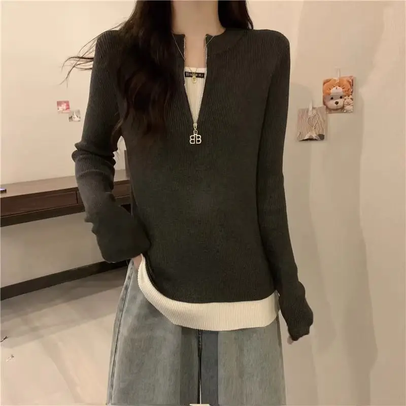 Haut de chemise de base patchwork à manches longues, grande taille, nouveau, automne et hiver