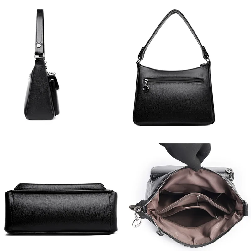 حقيبة يد نسائية جديدة على الموضة بتصميم ريترو كرافت على الطراز الكلاسيكي حقيبة كتف ذات سعة كبيرة بلون سادة حقائب ساع جلدية فاخرة