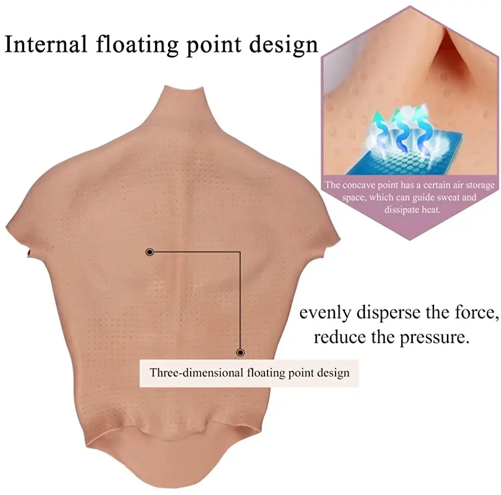 Realistic Fake Muscle Silicone Male Chest Half Body Suit with Floating Point Design, for Cosplay Halloween Props