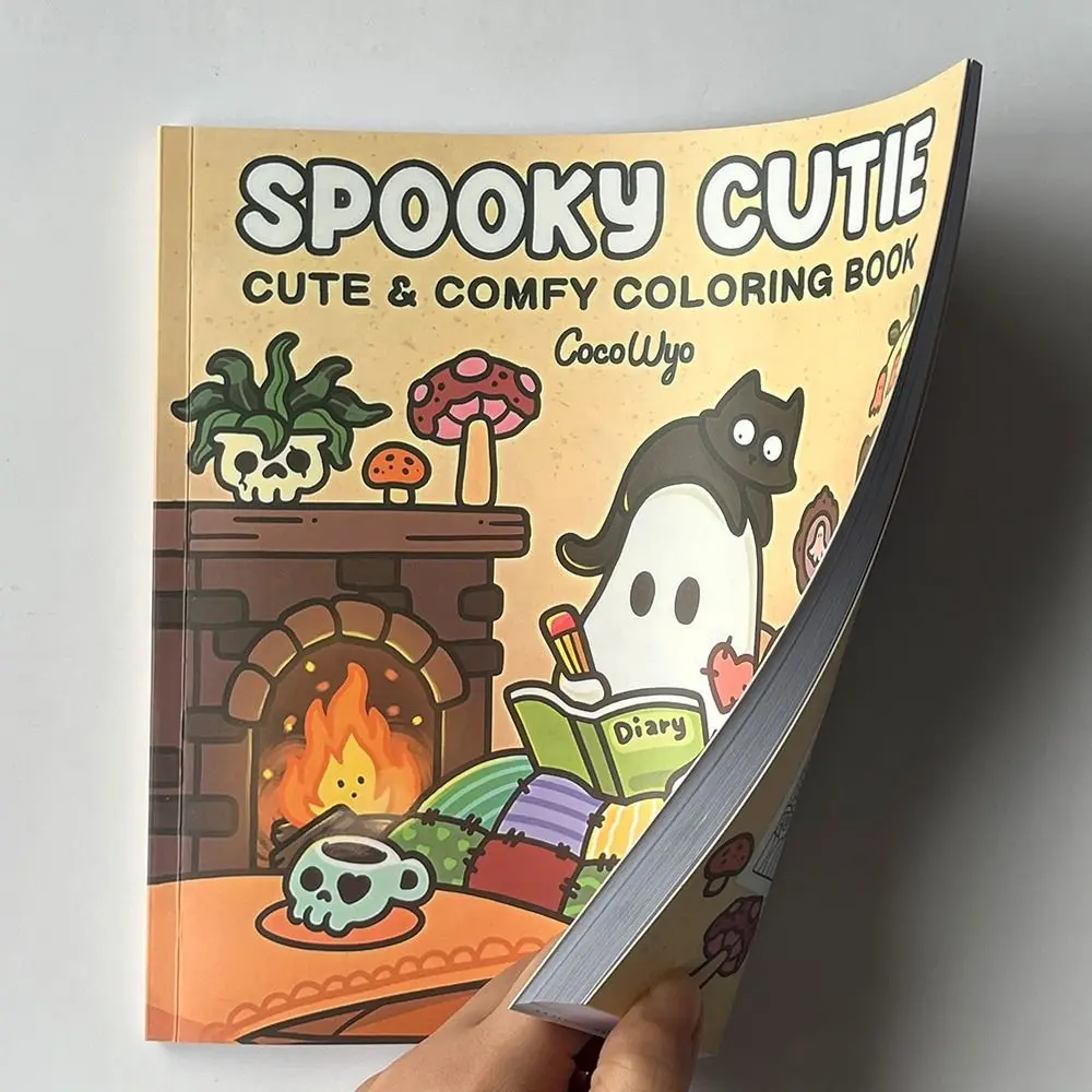 DIY Spooky Cute Coloring Book Creative Relax Halloween Theme Coloring Book Montessori Toy Cartoon Drawing Doodle Book Kids Gift