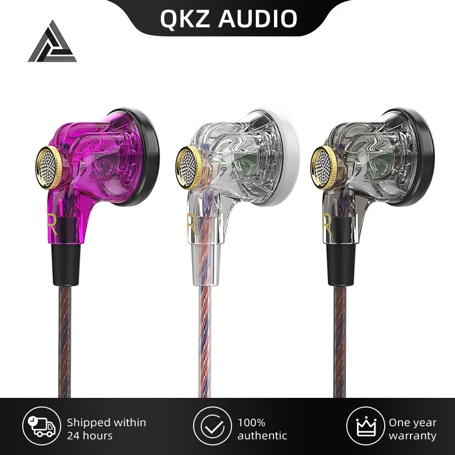QKZ auriculares MDR de cabeza plana, audífono con Cable de 16mm, bobina móvil grande, alta fidelidad, ventilador auxiliar de 3,5mm, originales