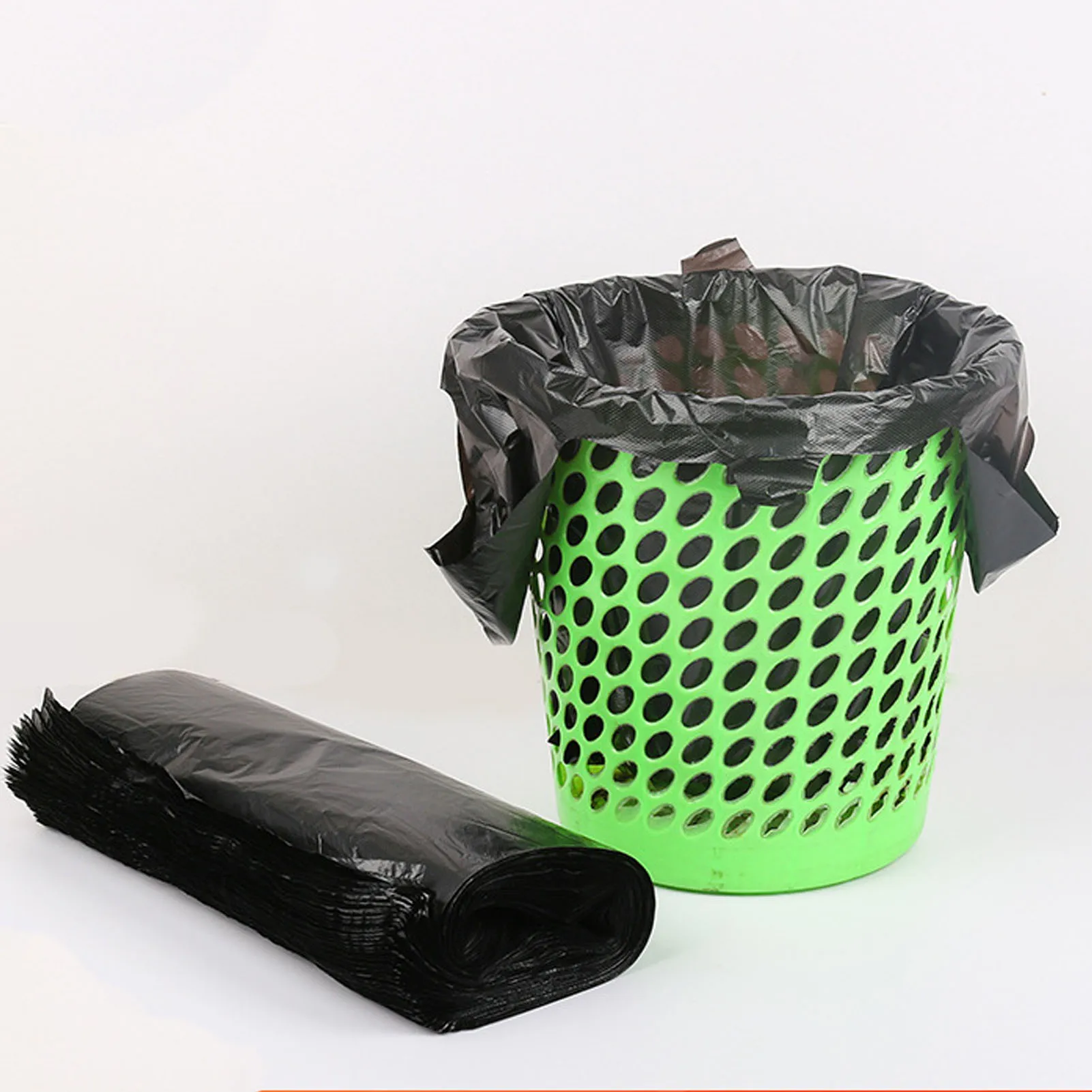 50Pcs Trash Bags Black Garbage Bag Thickened PE Large Capacity Vest Type Trash Can Liner For Home Kitchen Office