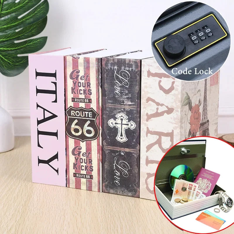 Size S Hidden Compartment Safe Box Code Lock Book Style Sight Secret Stash Box Jewelry Money Travel Home Office Security
