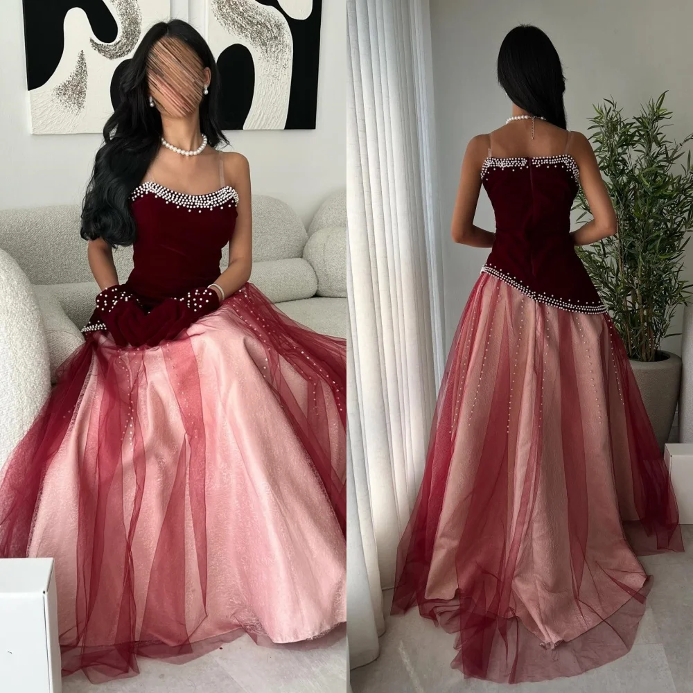 Customized Exquisite Velour Pleat Sequined A-line Strapless Long Dresses Bespoke Occasion Cocktail Chinese Style
