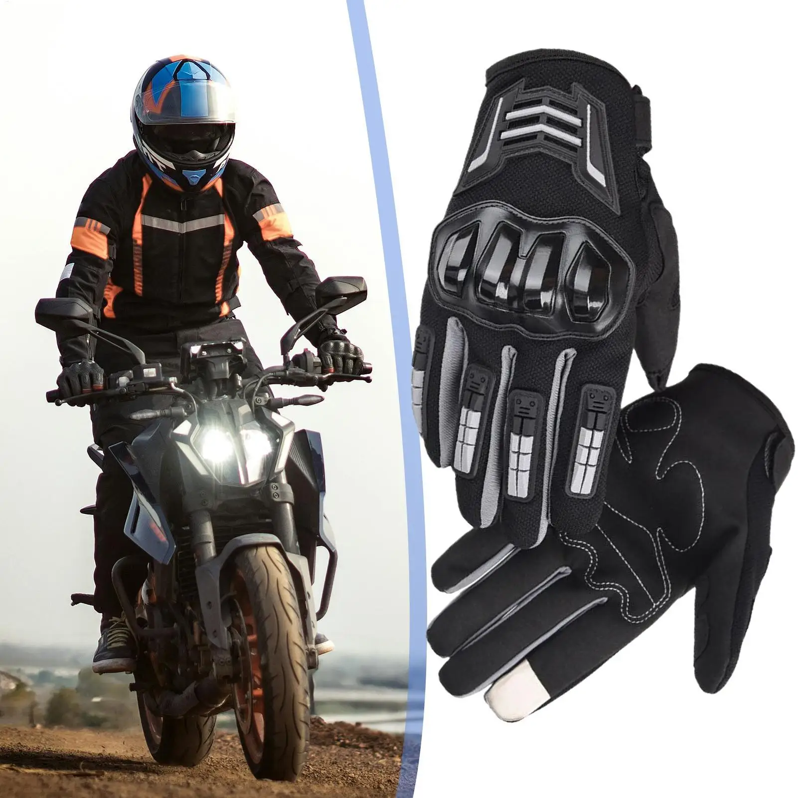 

Full Finger Workout Gloves For Men Cycling Gloves Anti-Slip Grip Padded Touchscreen Mitten Gear For Driving Hiking Rock Climbing