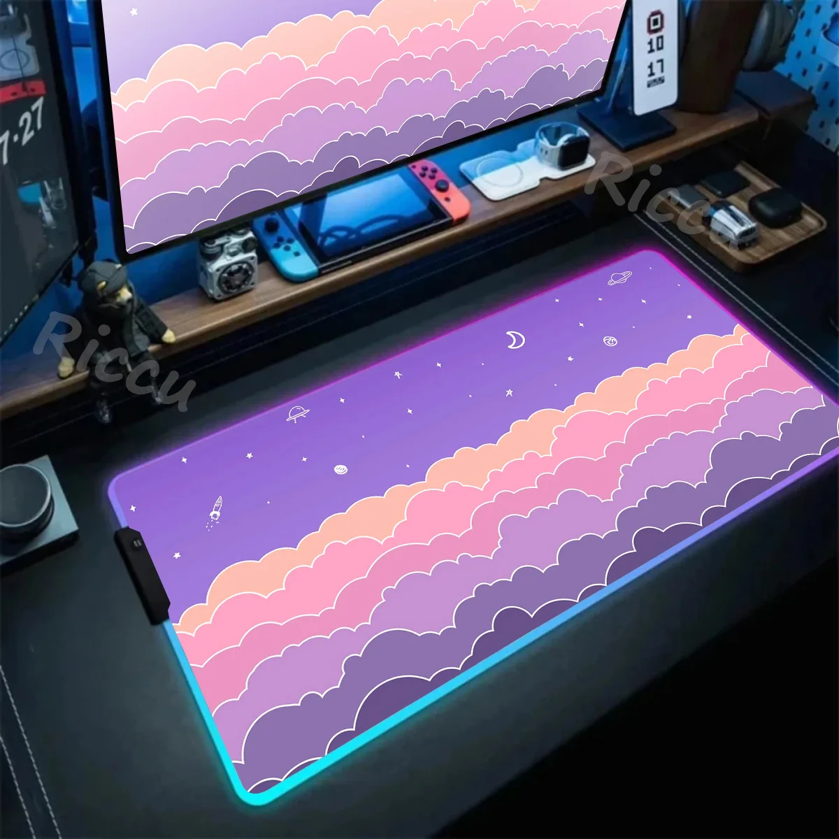 RGB Mousepad Pastel Clouds Large Gaming Accessory Mousepads Luminous Mouse Pads Big LED Mouse Mat Gamer Desk Pad Backlit Deskmat