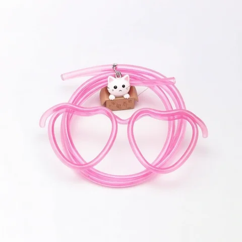 Funky Heart Shaped Glasses Straw Funny Drinking Pipe Flexible Loop Tube Novelty Party Supplies For Kids Adults