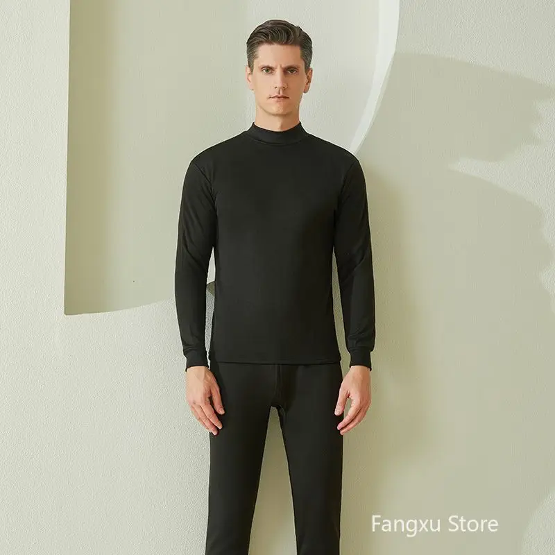 Men Thermal Underwear Suit Winter Warmth Long Johns Winter Half turtleneck Tops + Pants Set Thermal Clothing Ropa Termica Fleece