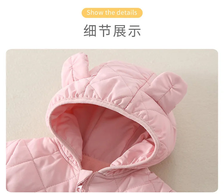 Aynigiell Spätherbst, Frühwinter Baby Overall dicke warme Säugling Kapuze in Fleece Stram pler Neugeborenen Jungen Mädchen Overalls – Detail 12