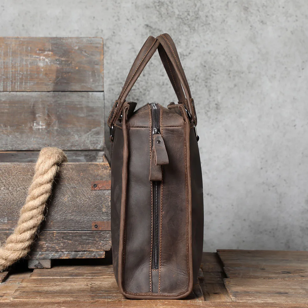 S.WORKER Vintage Echtleder Herren-Aktentasche 15“ Laptop-Handtasche Schultertaschen Retro Casual Stil – Detail 14