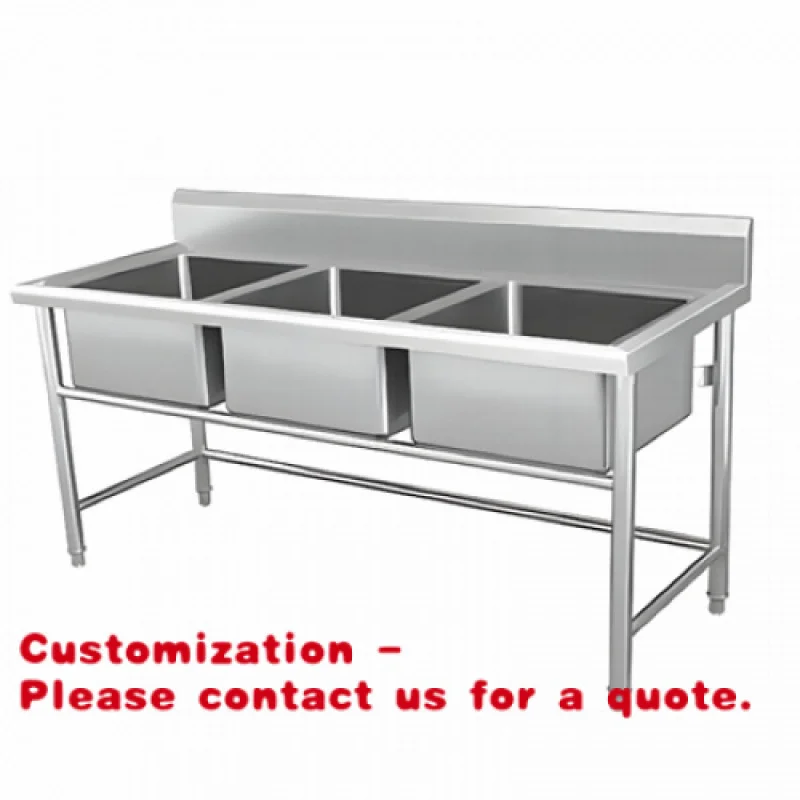 

Customize.Factory Floor-standing Vegetable Washing Sinks Three Basins 304 Stainless Steel Kitchen Sinks