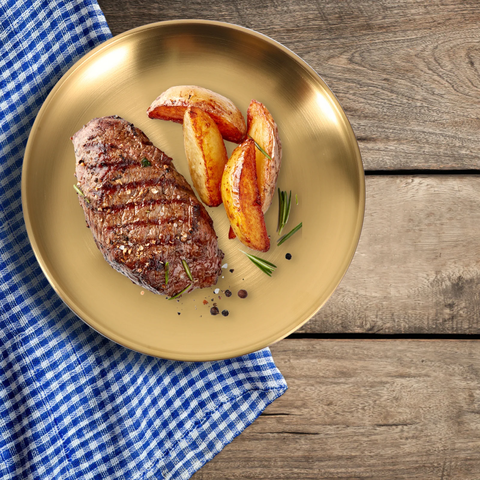 

6Pcs Stainless Steel Plates Gold Silver 6Inch Round Salad Snack Dinner Plates Unbreakable Kitchen Serving Platter Appetizer