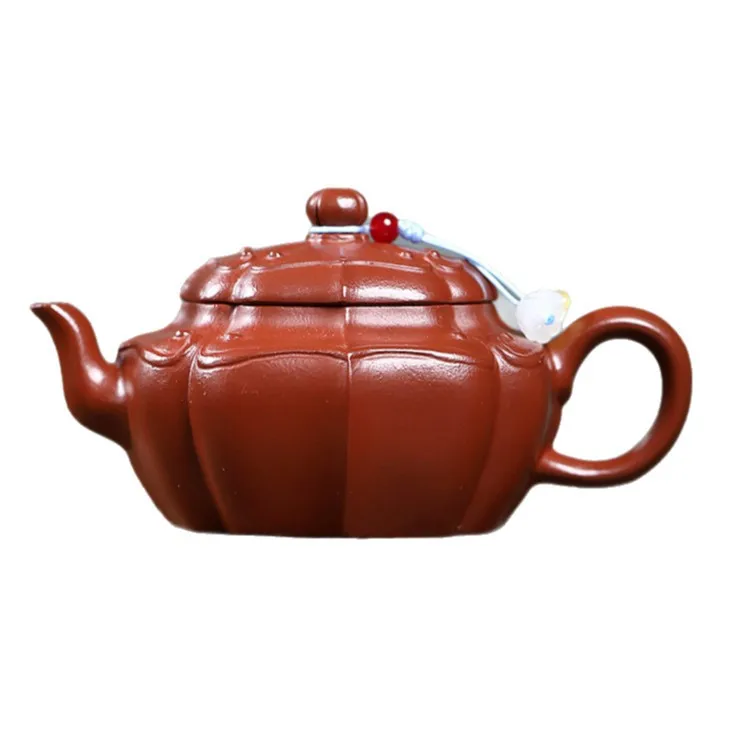 Handmade Famous High-End Tea Set Yixing Purple Clay Pot Tendon and Bone Flower Rib Pattern 160C