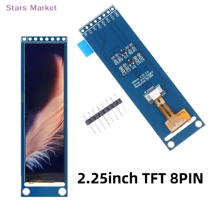New 1 Set 76*284 Module LCD Full View SPI Color Screen 2.25-inch TFT LCD ST7789 Small Screen DIY Accessories