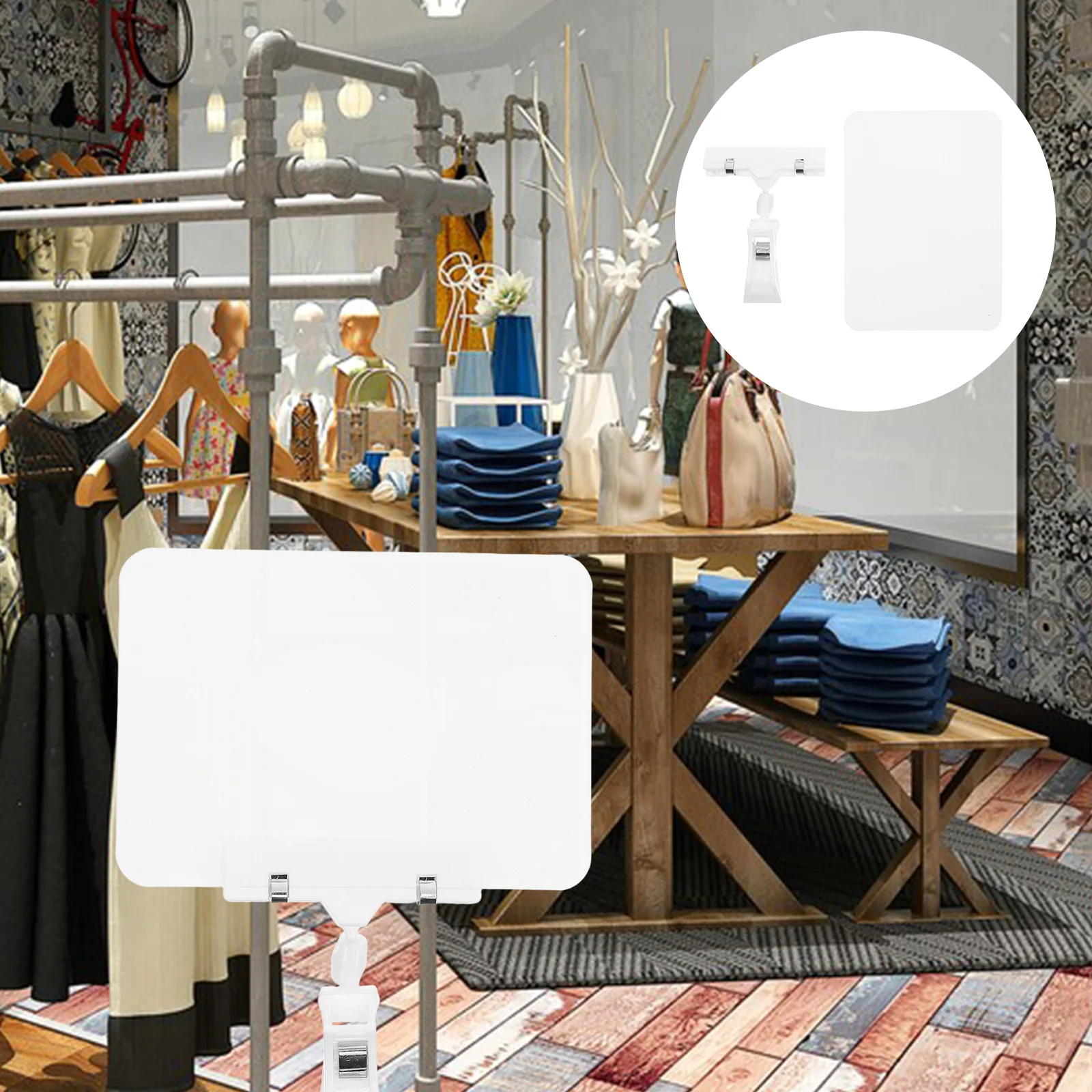 

8 set Waterproof Price Tag Whiteboard A6 Pvc Erasable Clip On Sign Holder For Retail Display Supermarket Label Holder