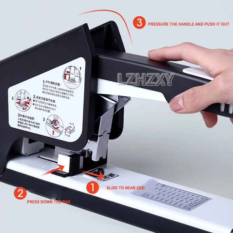 

Industrial Stapler Heavy Duty Stapler Long Handle Easy to Load Feeding Paper Depth Adjustable 10-60mm for Office School