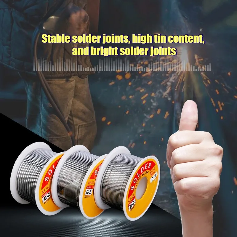 Authentic product containing high-quality high-purity solder wire with rosin core, 0.8mm, 50g/1.76oz hard shell