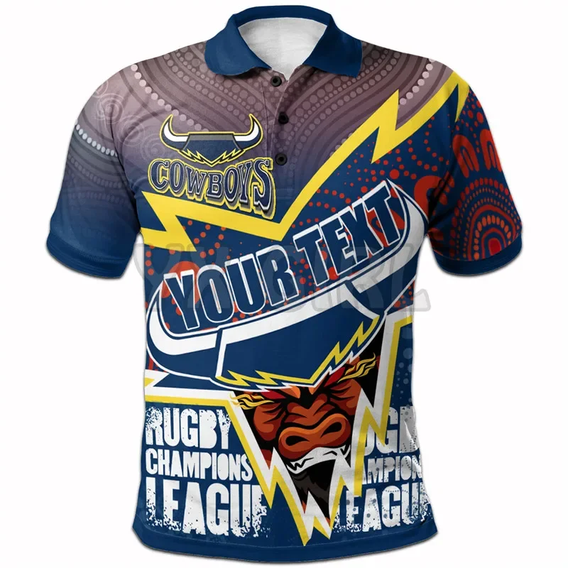 2024 Summer shirts women for men Aboriginal Rugby Custom Name Queensland Cowboys Polo Shirts 3D printed Short sleeve Tops