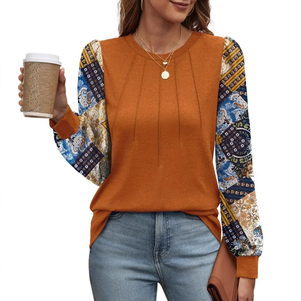 

Autumn Winter Knitted Long Sleeve round Neck Pullover T-Shirt Casual Top for Women European And American Style