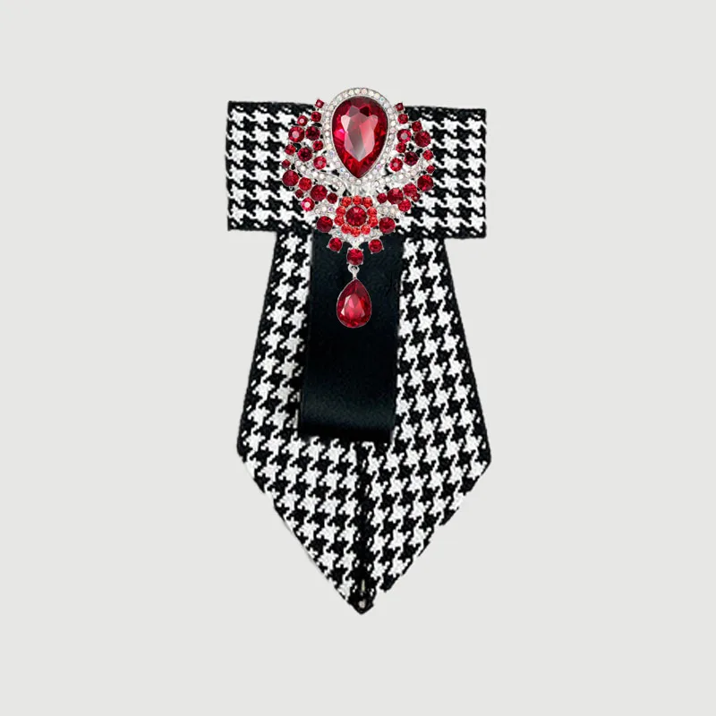 الرجال ربطة القوس فيونكة اليدوية Houndstooth الشريط حجر الراين العلاقات البريطانية الكورية بدلة على الموضة قميص اكسسوارات هدية طوق زهرة ربطة العنق