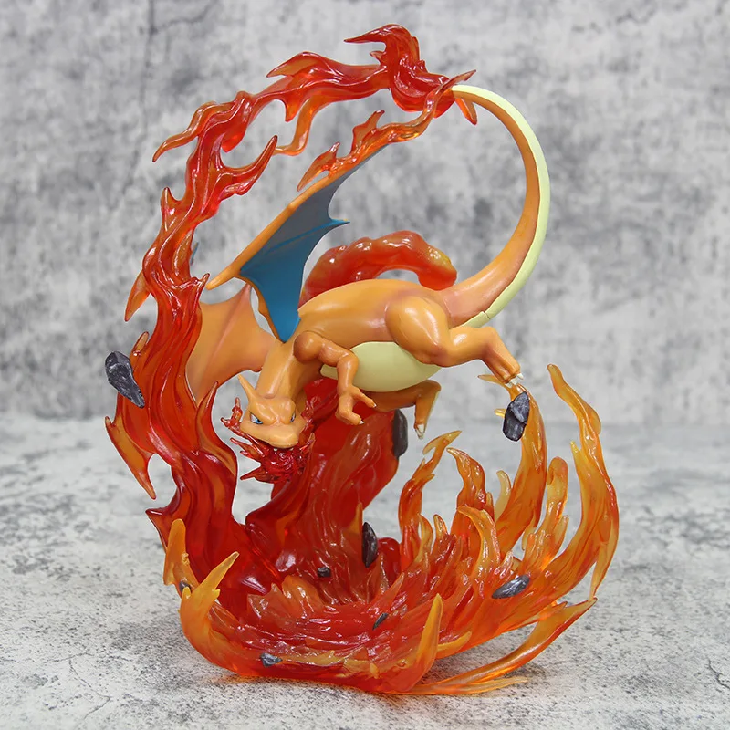 21cm Pokemon Charizard Flamethrower Two Colors Anime Figure Model Gk Statue Boys Collection Desktop Decoration Ornament Toy Gift