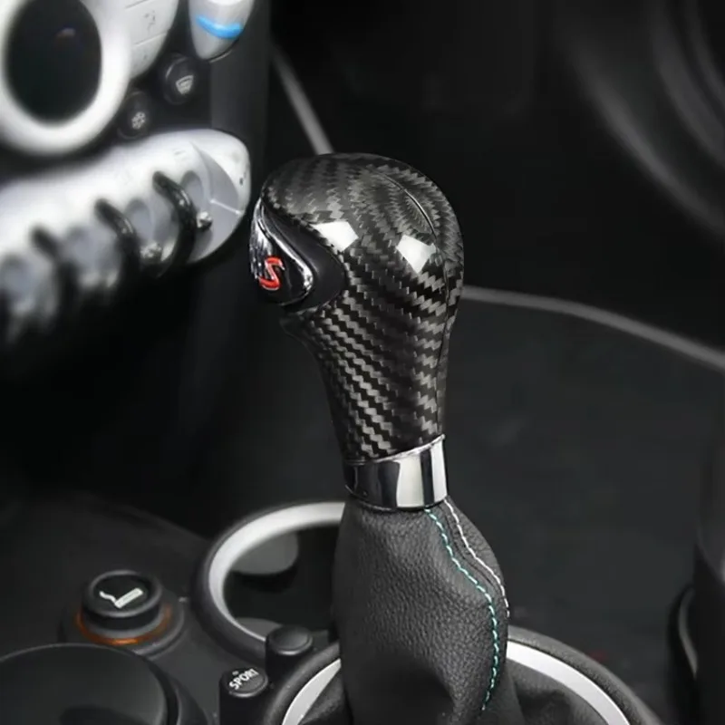 Real Carbon Fiber Car Gear Head Shift Knob Trim Protective Cover For Mini Cooper R55 R56 R57 R58 R59 R60 R61 Shifter Handle Cap