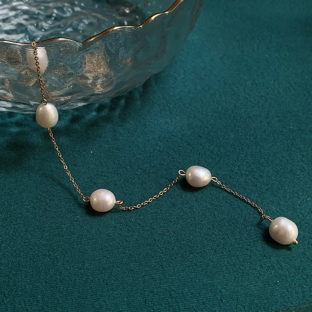 Simple Fashion Real Natural Freshwater Pearl Necklace Irregular Baroque Drop Long Tassel Back Chain Chest Necklace Sexy Jewelry