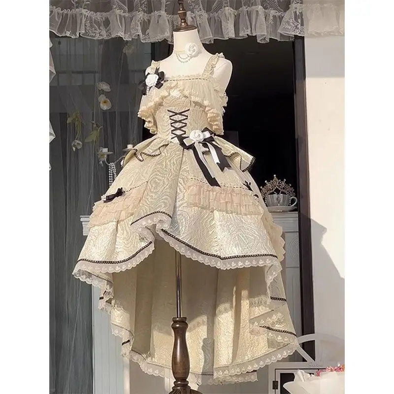 Japan New Sweet Heavy Industry Black And White Dress Lolita Dress JSK Spring And Autumn Princess Lolita Skirt Fairy