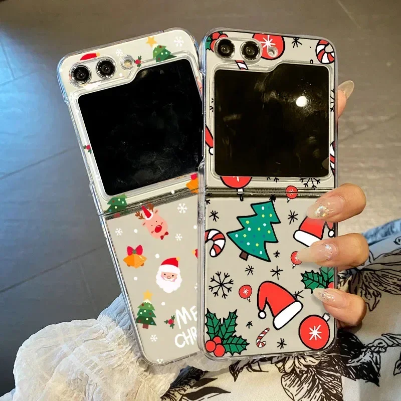 Christmas Tree Santa Claus Phone Case For Samsung Galaxy Z Flip 6 ZFlip5 Shockproof Cover for Samsung ZFlip 8 4 3 7 Shell Fundas
