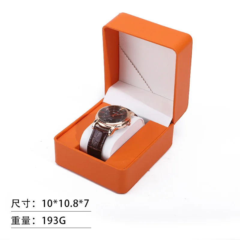 صندوق هدايا ساعة واحدة مع وسادة من جلد البولي يوريثان الفاخر لساعة اليد ومنظم وحقيبة ساعة للهدايا