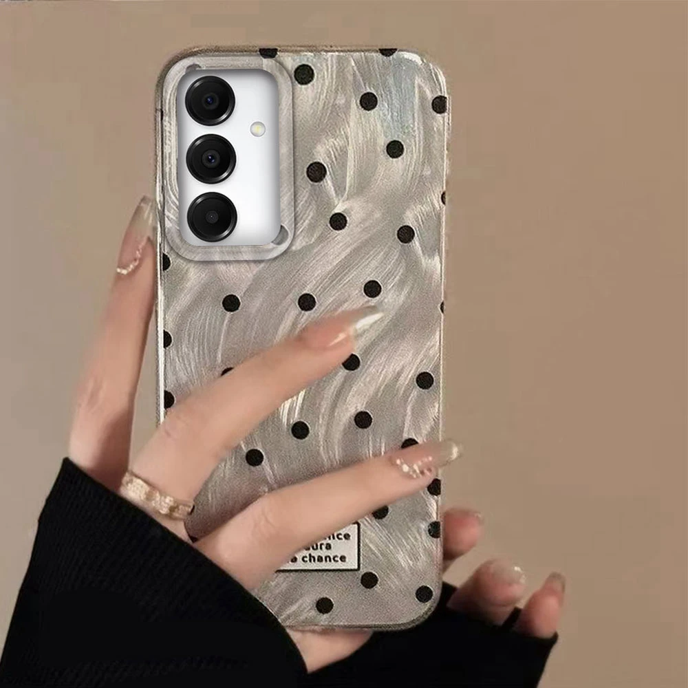 Black Circular Dots Phone Case for Samsung Galaxy A55 A56 A36 A26 A16 A53 A06 A14 A24 A34 A54 A15 A25 A35 A12 Women Girl Cover