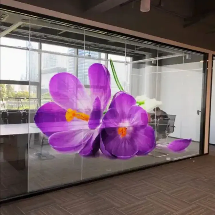 Support for OEM Video Wall Glass Windows Hot Selling Ultra Transparent Flexible Full Color LED Film Display Animation SDK