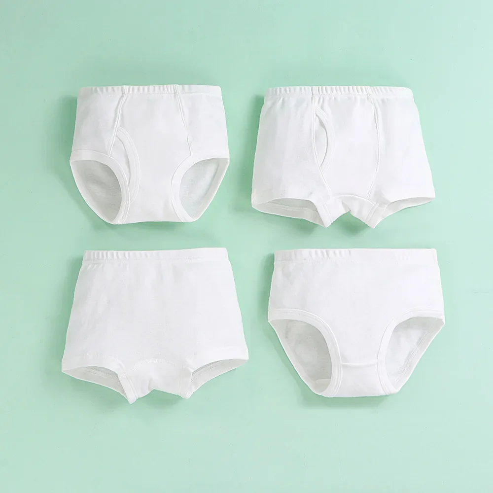 White Kids Underpant 100% Cotton Baby Girls Briefs 3 4 5 6 8 10 Years Little Boys Students Boxer Underwear Girls Panties