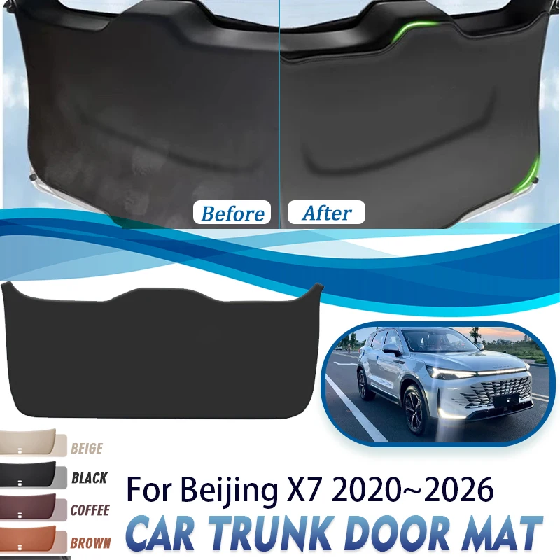 Car Rear Trunk Door Pads For BAIC Beijing 7 X7 X75 2020~2026 Waterproof Mats Tailgate Carpet Boot Rug Carro Interior Acesssories