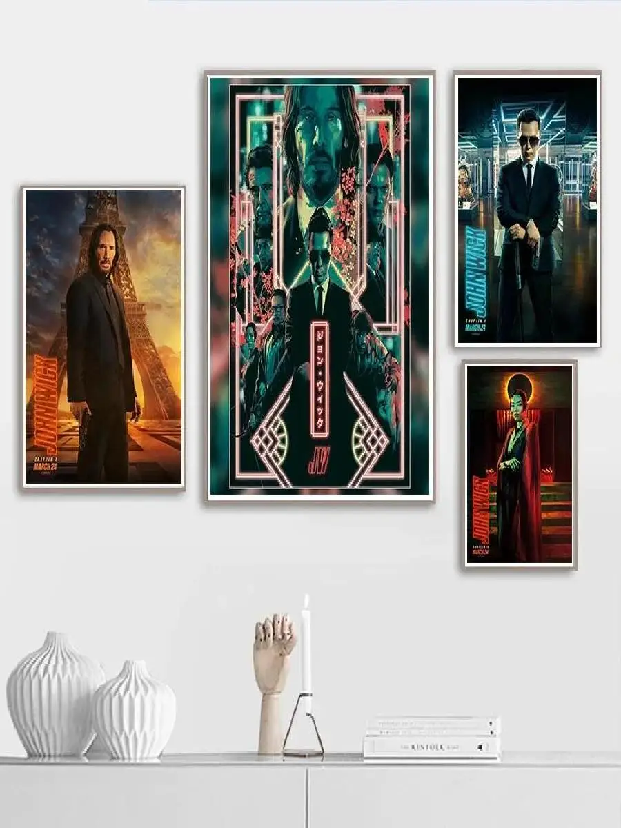 John Wick Chapter  Movie Poster  Aesthetic Wall Art Mural Car Canvas Painting Home Room Decor Film Details  Perfect for Living R
