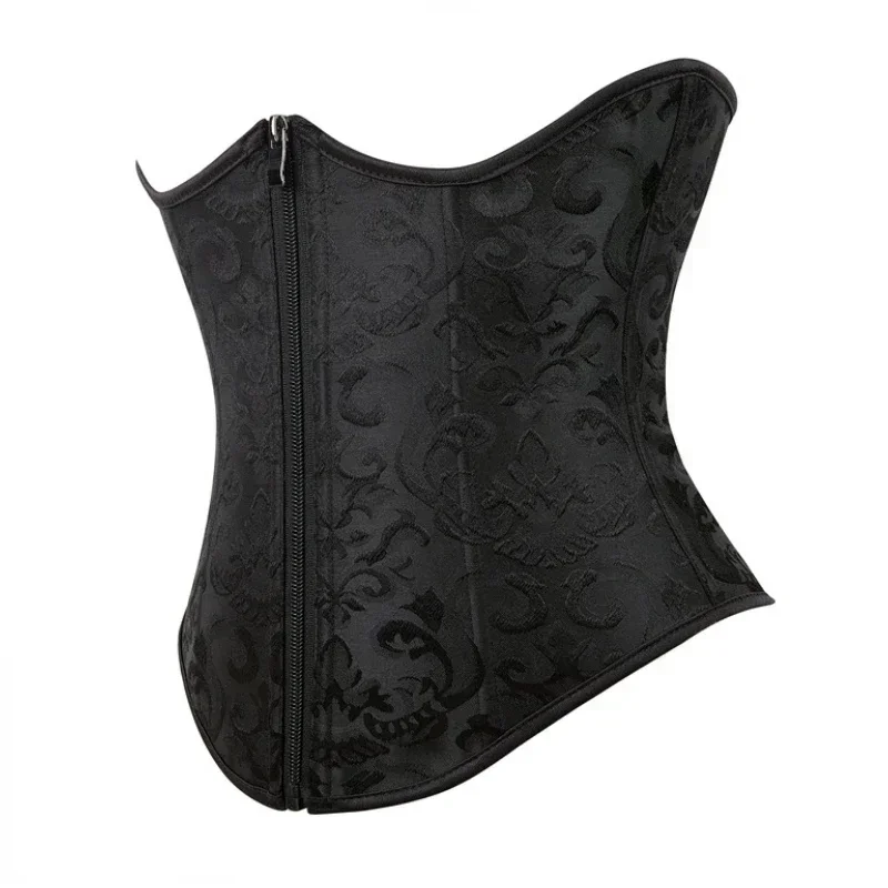 Underbust Corset Top for Women Waist Cincher Sexy Gothic Corselet Lace up Body Shaper Lingerie Fashion Black