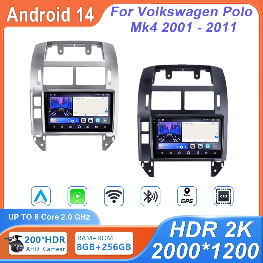 

Android Auto For Volkswagen Polo Mk4 2001 - 2011 Car Radio Player Multimedia GPS Video Navigation 4G WIFI Wireless Carplay DSP
