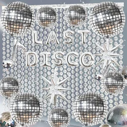 80s 90s Disco Ball Silvery Mirror Foil Curtain Last Disco 4D Balloon Bachelorette Party Birthday Photo Booth Wedding  Decor