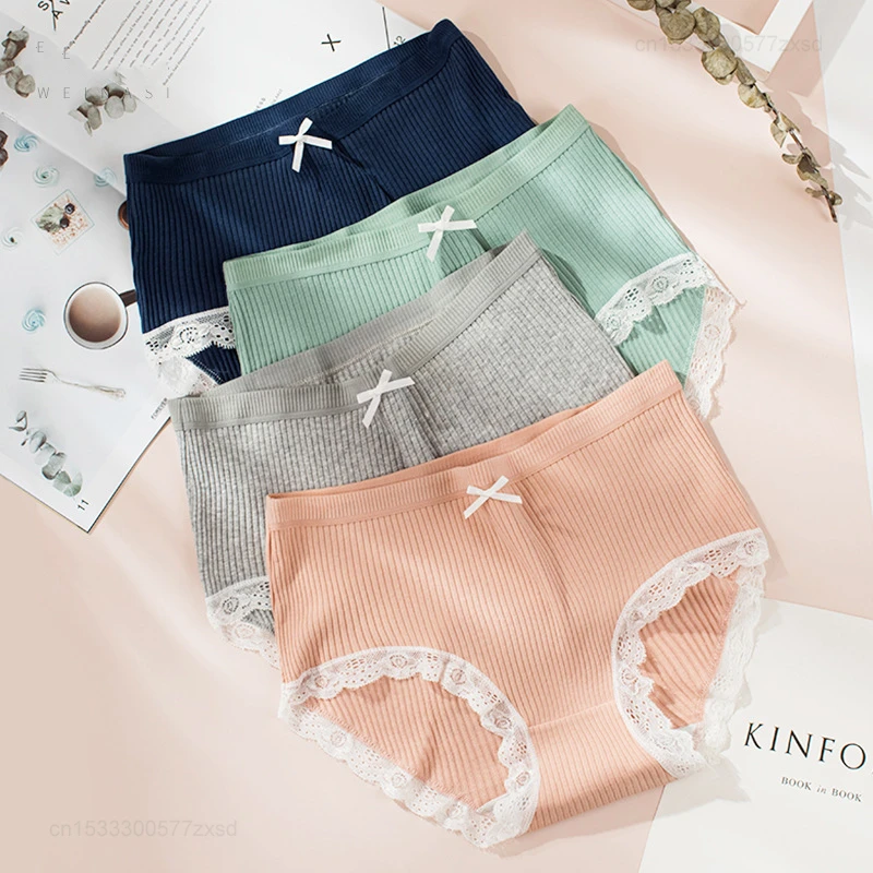 Xiaomi 3Pcs Women's Underpants Soft Cotton Panties High Waist Briefs Comfortable Panty Sexy Lace Underwear Women M-XXL Lingerie