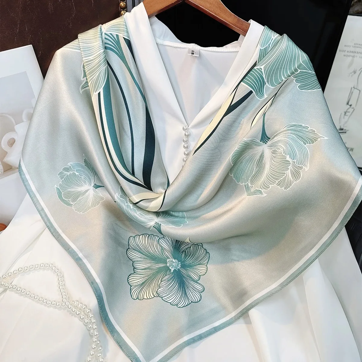 

90cm 100% Natural Silk Scarf Women Square Shawls Wraps Scarves Pashmina Female Hijab Bandana bufanda Poncho Kerchief cachecol