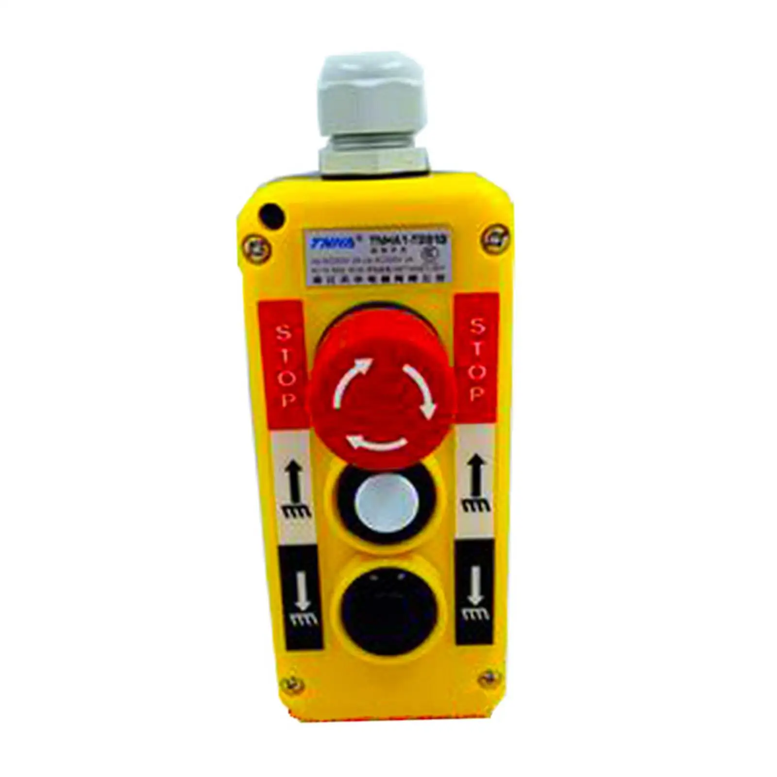 Electric Crane Lifting Controller Push Button Switch Rainproof ABS Material with Emergency Stop for Industrial Hoist Remote